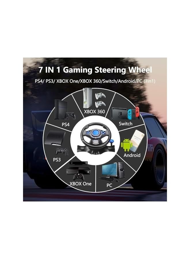 بروماس عجلة قيادة للألعاب، عجلة سباق مع دواسات ومحول، عجلة قيادة 180 درجة، نينتندو سويتش، إكس بوكس ​​ون (أسود) - Image 4