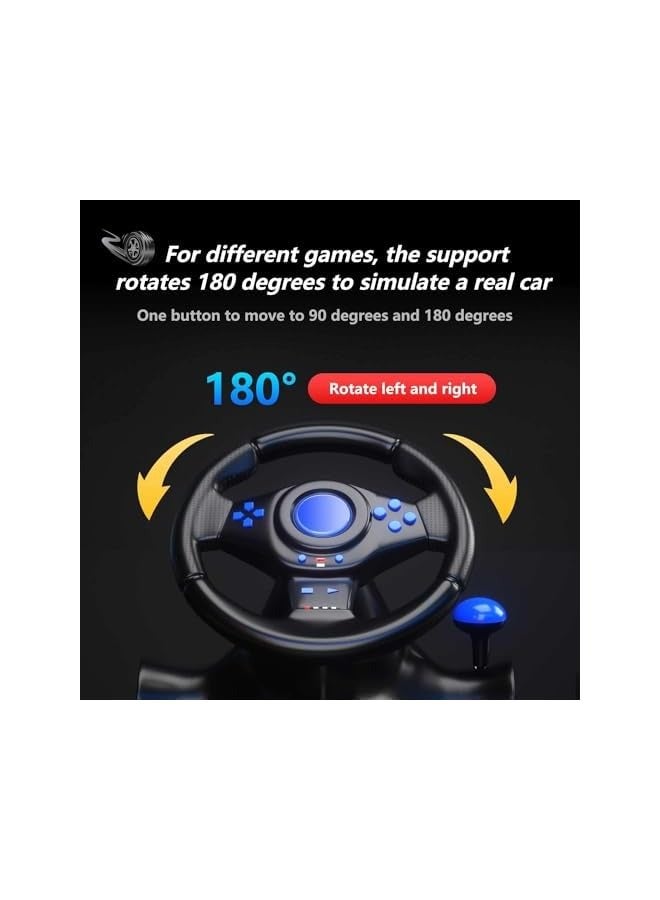 بروماس عجلة قيادة للألعاب، عجلة سباق مع دواسات ومحول، عجلة قيادة 180 درجة، نينتندو سويتش، إكس بوكس ​​ون (أسود) - Image 5
