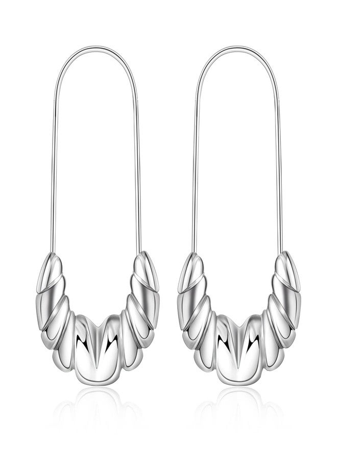KesaPlan Sterling Silver Hoop Earrings for Women,14K White Gold Earrings Hypoallergenic Chunky Huggie Silver Hoops Small Fashion Dainty Earring, White Gold, Cubic Zirconia - Image 1