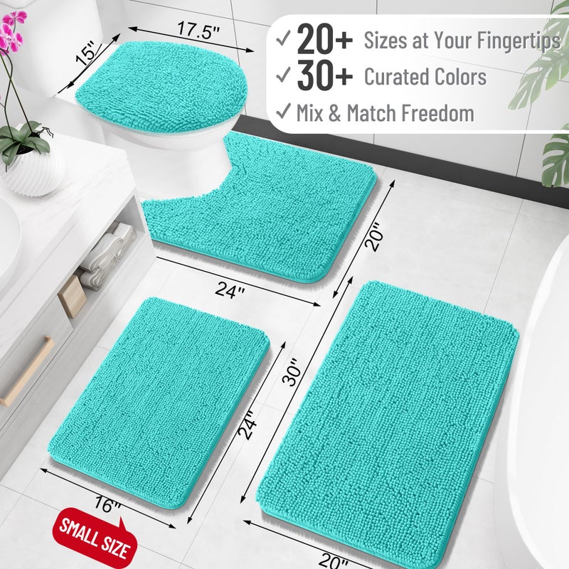 OLANLY Bathroom Rugs 30x20, Extra Soft Absorbent Chenille Bath Rugs, Rubber Backing Quick Dry, Machine Washable Bath Mats for Bathroom Floor, Tub and Shower, Home Decor Accessories, Teal - Image 2