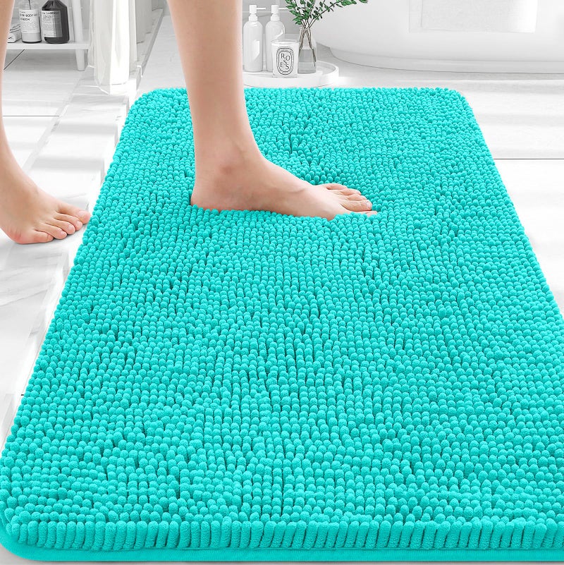 OLANLY Bathroom Rugs 30x20, Extra Soft Absorbent Chenille Bath Rugs, Rubber Backing Quick Dry, Machine Washable Bath Mats for Bathroom Floor, Tub and Shower, Home Decor Accessories, Teal - Image 1