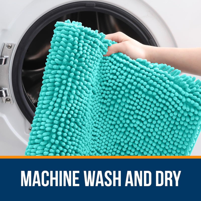 OLANLY Bathroom Rugs 30x20, Extra Soft Absorbent Chenille Bath Rugs, Rubber Backing Quick Dry, Machine Washable Bath Mats for Bathroom Floor, Tub and Shower, Home Decor Accessories, Teal - Image 5