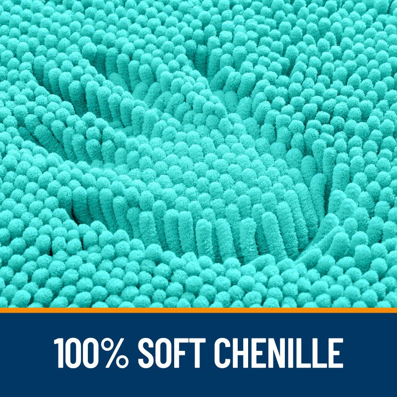 OLANLY Bathroom Rugs 30x20, Extra Soft Absorbent Chenille Bath Rugs, Rubber Backing Quick Dry, Machine Washable Bath Mats for Bathroom Floor, Tub and Shower, Home Decor Accessories, Teal - Image 3
