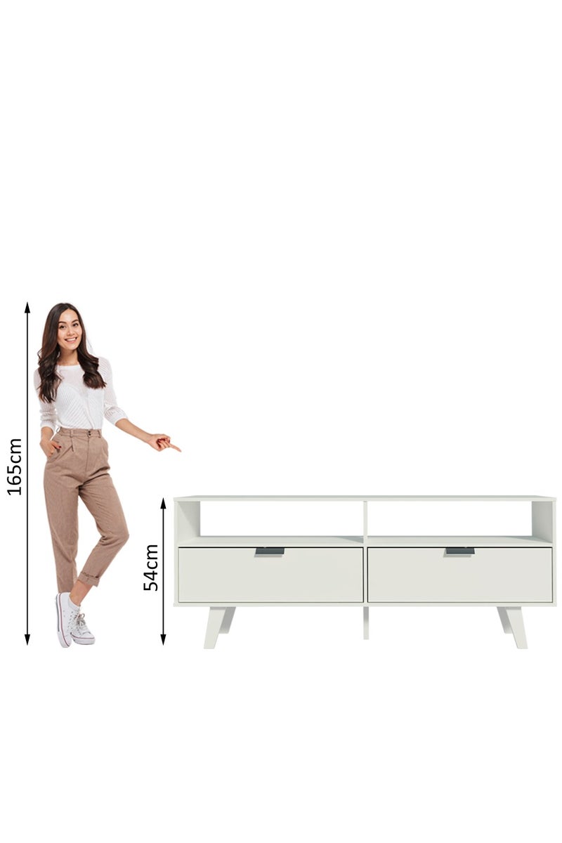 ماديسا حامل تلفزيون مع بابين، لأجهزة التلفزيون حتى 55 بوصة، خشب، 136 عرض × 54 ارتفاع × 39 عمق سم - أبيض - Image 4