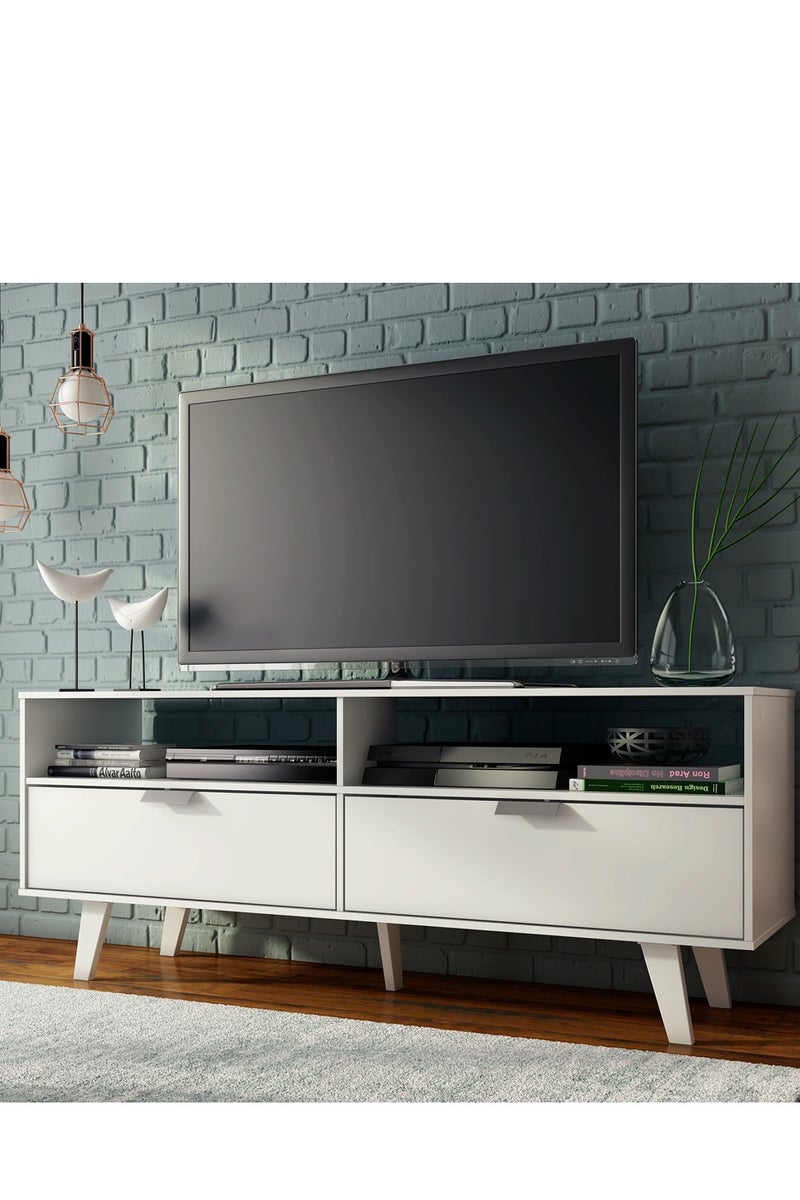 ماديسا حامل تلفزيون مع بابين، لأجهزة التلفزيون حتى 55 بوصة، خشب، 136 عرض × 54 ارتفاع × 39 عمق سم - أبيض - Image 1