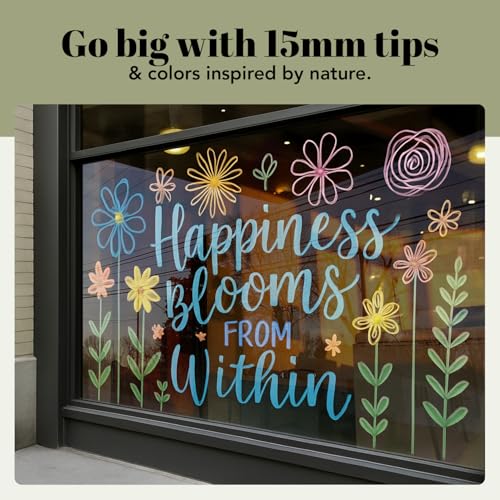 Chalkola Jumbo Chalk Markers - 15mm Window Markers | Pack of 8 Classic Earth Color pens - Use on Cars, Chalkboard, Whiteboard, Blackboard, Glass, Bistro | Loved by Teachers, Artists, Businesses - Image 2