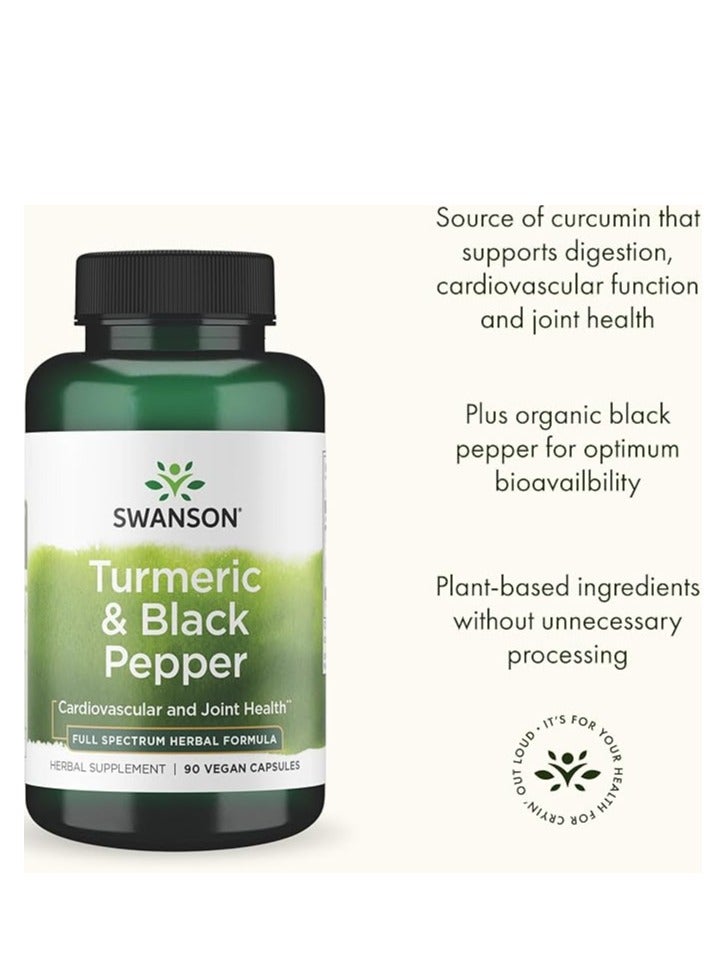 SWANSON Turmeric & Black Pepper Full Spectrum 90 Vegan Capsule - Image 2