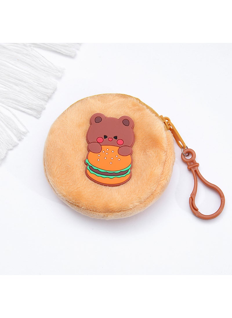 Generic New Cute Cartoon Plush Coin Purse Kids Mini Earphone Pouch Hamburger Bear 