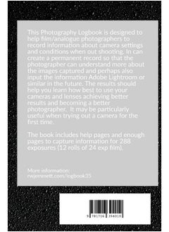 Photography Log Book: For 35mm Film Cameras: 288 exposures arranged in 20 tables of 12 exposures  - Image 1