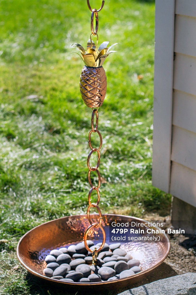 Good Directions 100% Pure Copper Pineapple Rain Chain, 8-1/2 Feet Long, Artistically Designed, Replaces Gutter Downspout - Image 3
