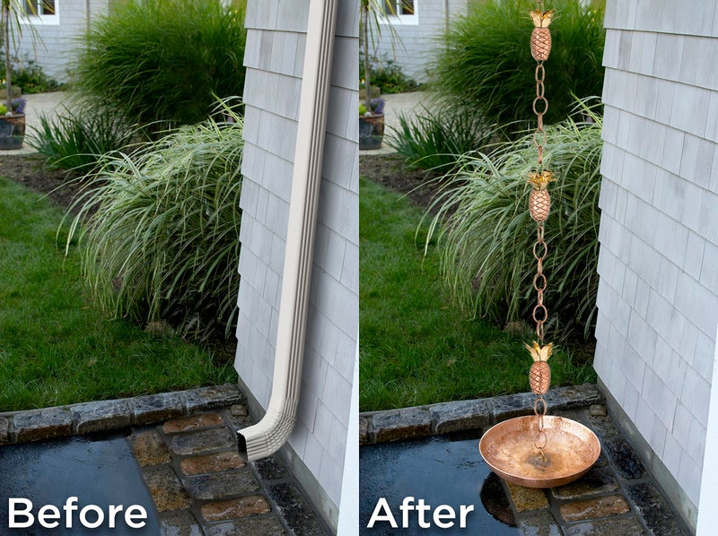 Good Directions 100% Pure Copper Pineapple Rain Chain, 8-1/2 Feet Long, Artistically Designed, Replaces Gutter Downspout - Image 5