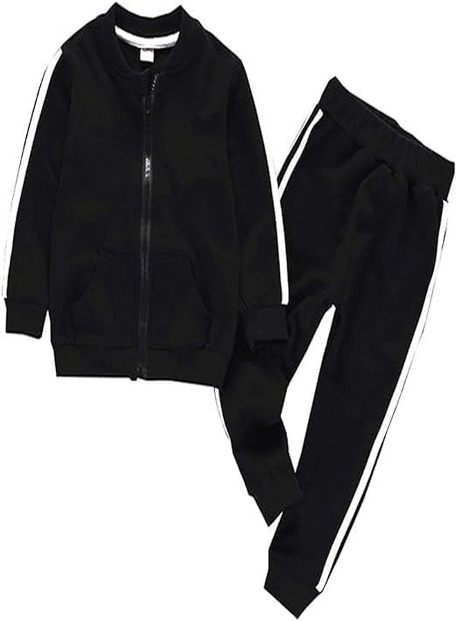 Ameeha Kids Winter Wear Casual Clothing Set for Baby Boy Girl (1 Years-2 Years, Black-Strip) - Image 1
