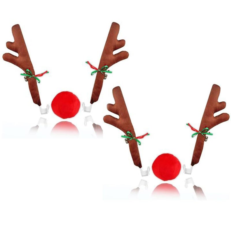 ZONETECH Car Reindeer Antlers Nose Christmas Reindeer Set 2Pack