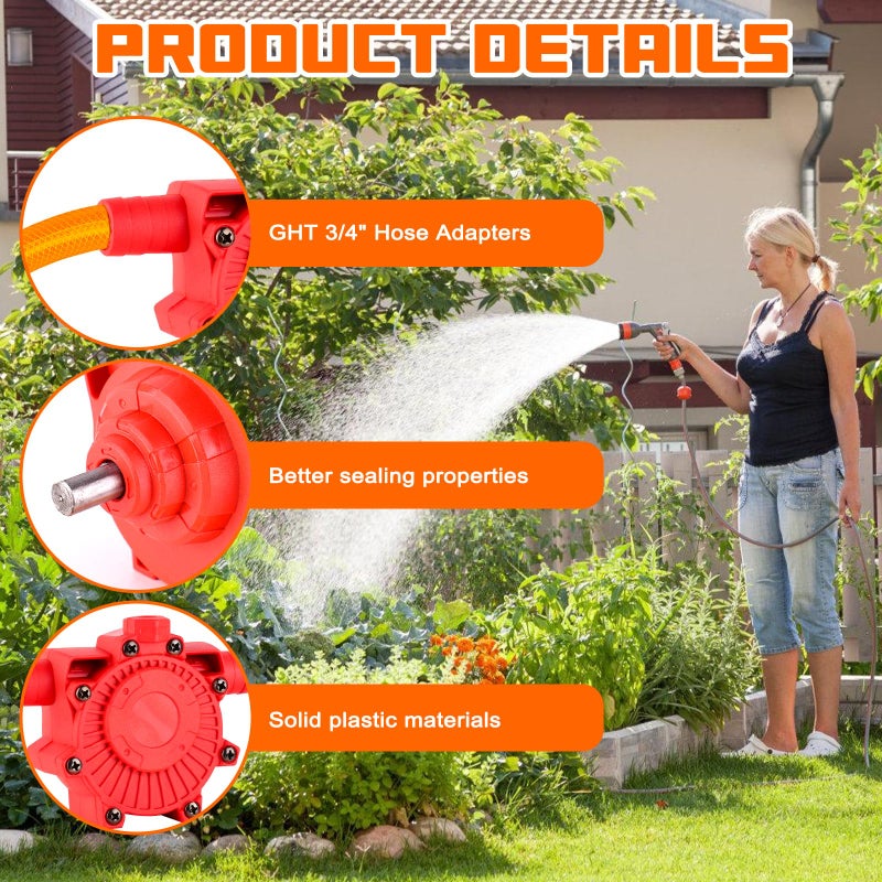 TRESSON Portable Self Priming Water Drill Pump Attachment,Self Priming Pump Attachment for Drills with Suction and Discharge Hose for Water Oil Fluid Transfer - Image 3