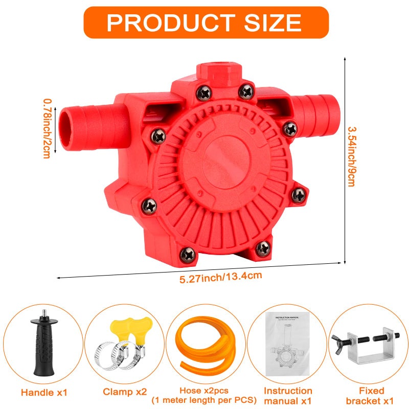 TRESSON Portable Self Priming Water Drill Pump Attachment,Self Priming Pump Attachment for Drills with Suction and Discharge Hose for Water Oil Fluid Transfer - Image 2