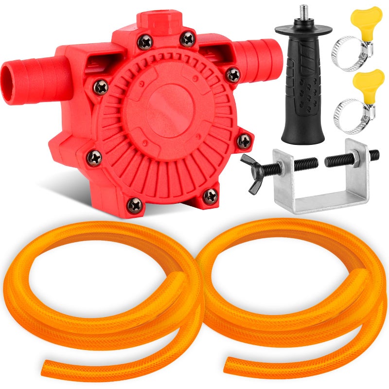 TRESSON Portable Self Priming Water Drill Pump Attachment,Self Priming Pump Attachment for Drills with Suction and Discharge Hose for Water Oil Fluid Transfer - Image 1