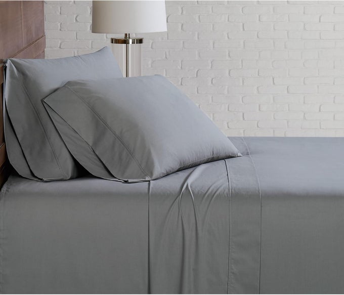 SOLID PERCALE GREY 4 PIECE KING SHEET SET