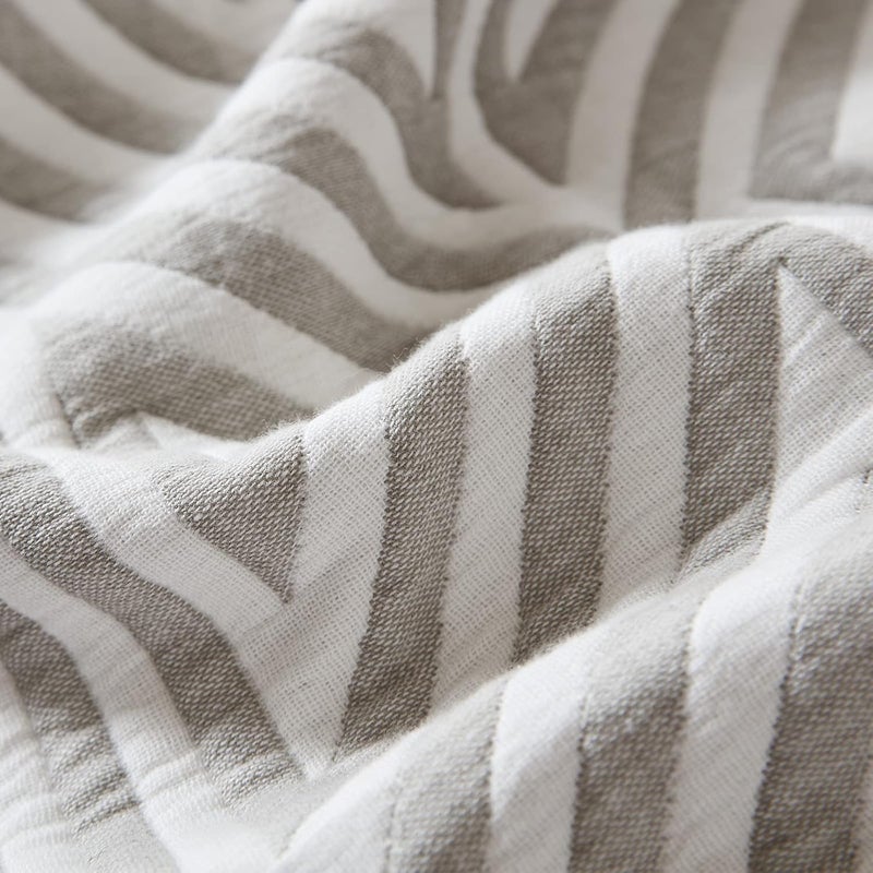 EMME Cotton Twin Quilt - Soft Blanket 6 Layer Thicken 400GSM Large Triangle Jacquard Blanket 60"x 80", Cotton Comforter Twin Size for Bed Couch Chair All Seasons (Light Grey) - Image 5