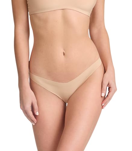 commando Classic Solid Tiny Thong | Raw-Cut European Microfiber Thong | No-Dig Comfort | Elastic-Free | Four-Way Stretch | Beige, Small-Medium - Image 2