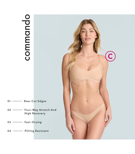 commando Classic Solid Tiny Thong | Raw-Cut European Microfiber Thong | No-Dig Comfort | Elastic-Free | Four-Way Stretch | Beige, Small-Medium - Image 3