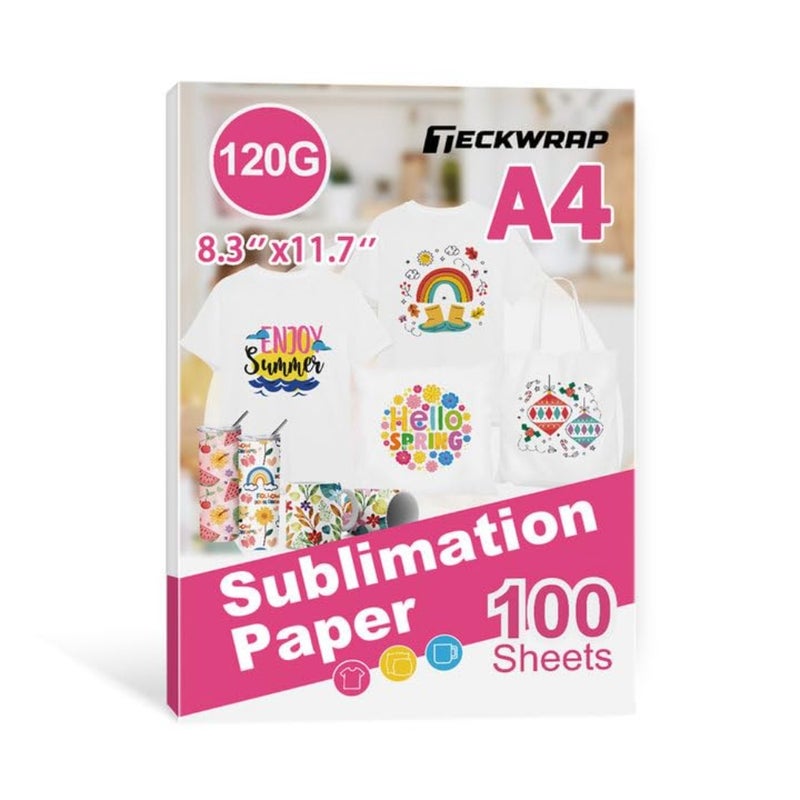 ورق تصعيد 8.3 × 11.7 بوصة 100 ورقة 120 جرامًا للمتر المربع يعمل مع طابعة تصعيد وحبر تصعيد، ورق نقل حراري للأكواب المطلية، الأكواب، قمصان بوليستر، قماش خفيف - Image 1