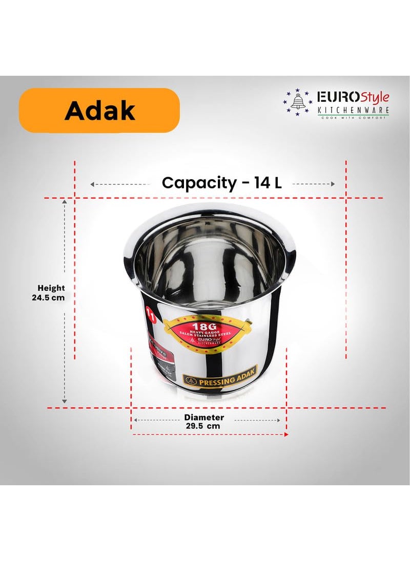EUROstyle KITCHENWARE COOK WITH COMFORT Eurostyle Adak Stainless Steel Pot Cookware 14L Capacity Silver EUS_P_Adak_14L  - Image 4
