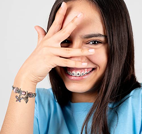 DS Charm Bracelets for girls,exquisite cute cartoon friendship Silver bracelets Stainless Steel Bangle with birthday Gift box, Adjustable girls jewelry Suitable for holiday gifts (Silver-butterfly3) - Image 5