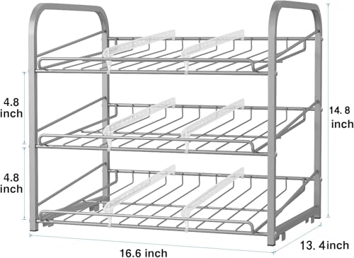 AIYAKA Can Rack Organizer, 3 Tier Stackable Can Storage Dispenser,for Food Storage, Kitchen Cabinets or Pantry, Storage for 36 Cans, Silver - Image 2