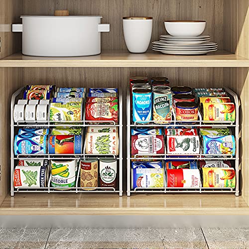 AIYAKA Can Rack Organizer, 3 Tier Stackable Can Storage Dispenser,for Food Storage, Kitchen Cabinets or Pantry, Storage for 36 Cans, Silver - Image 4
