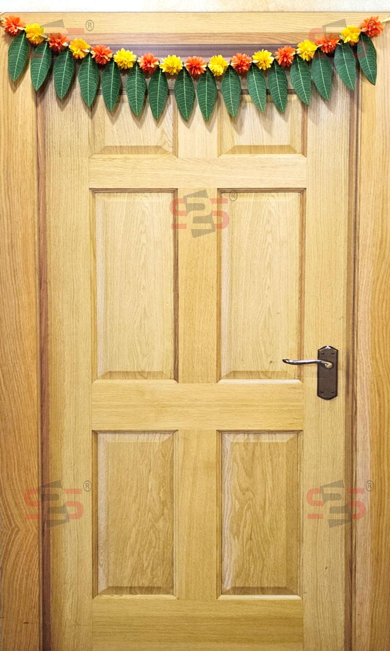 S2S Artificial Marigold & Mango Leaves Simple Door - Window toran/Door hangings/Festive Decorations | 1 Piece | (Yellow and Orange) (Length - 40 Inch) - Image 4