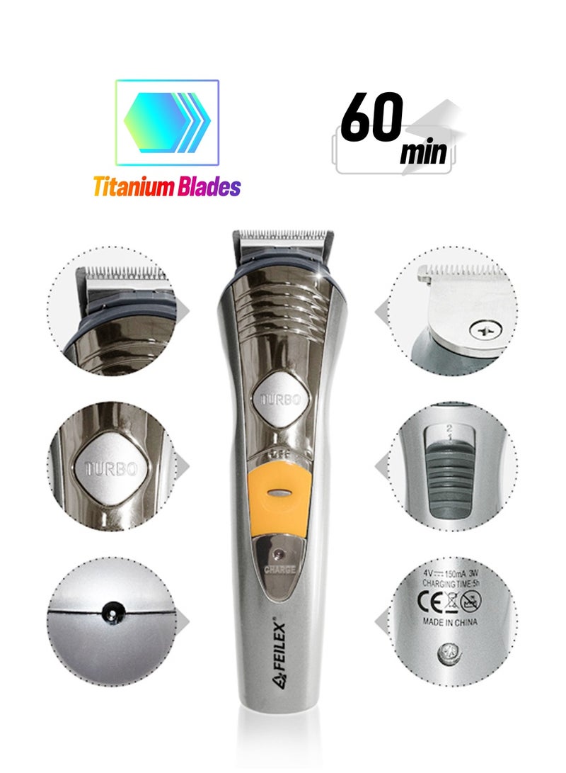 فيليكس ماكينة حلاقة شعر الوجه والجسم القابلة لإعادة الشحن 4 في 1 فضي - Image 1
