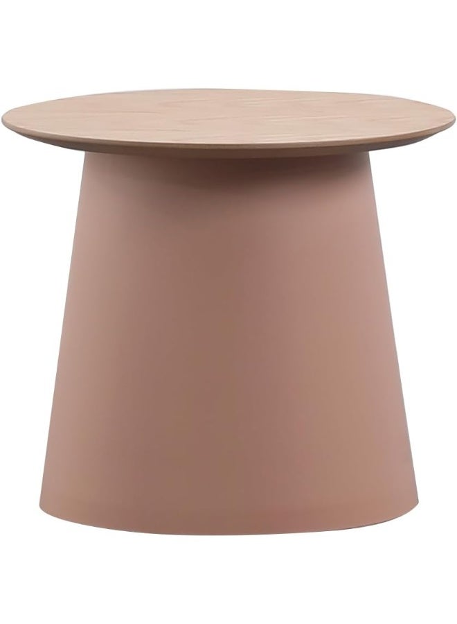 Daamudi KAI Round Table, Minimalist Center Table or Coffee Table for Home & Office, Low Sofa Side Table, End Table, Couch TeaTable for Living Room, Bedroom or Office Space (PINK, SMALL)