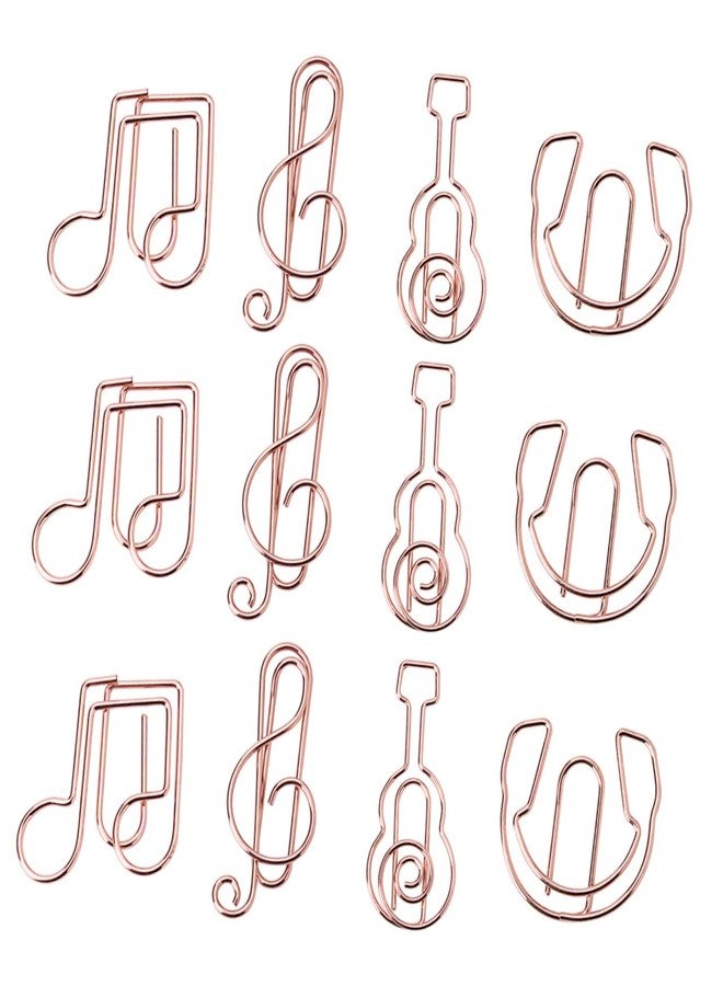 KALLORY 12Pcs Creative Musical Instrument Notes Shaped Paper Clips Mixed Style Clips for Office Bookmarks Notebooks Calendars Scrapbooks and More - Image 1