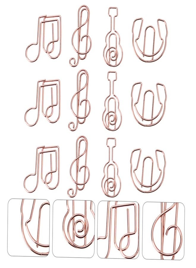 KALLORY 12Pcs Creative Musical Instrument Notes Shaped Paper Clips Mixed Style Clips for Office Bookmarks Notebooks Calendars Scrapbooks and More - Image 4