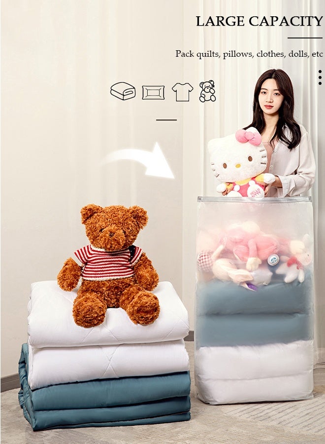 DUNISO حقيبة توفير مساحة الفراغ، عبوة من 5 أكياس تخزين مفرغة من الهواء قابلة لإعادة الاستخدام كبيرة الحجم (100 × 70 × 32 سم)، حقيبة تخزين محكمة الغلق مع مضخة يدوية، مناسبة لحاف القطن، البطانية، الملابس - Image 4