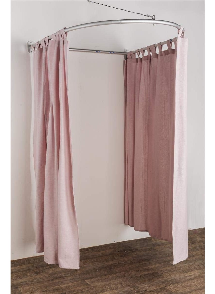 Displays2go Displays2go Retail Dressing Room Kit SemiCircle Aluminum Curtain Rod Wall Mount  Silver SMDRF4860  - Image 1