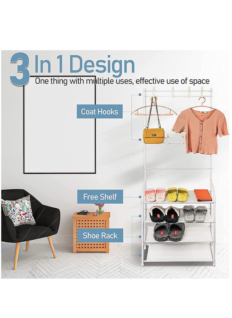 Toshionics Multifunctional 3 in 1 Entryway Coat Rack 4 Tier Hall Tree Shoe Bench Large Storage Shelfs  - Image 5