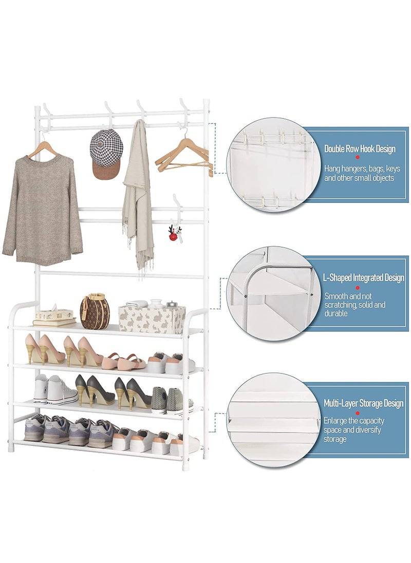 Toshionics Multifunctional 3 in 1 Entryway Coat Rack 4 Tier Hall Tree Shoe Bench Large Storage Shelfs  - Image 3