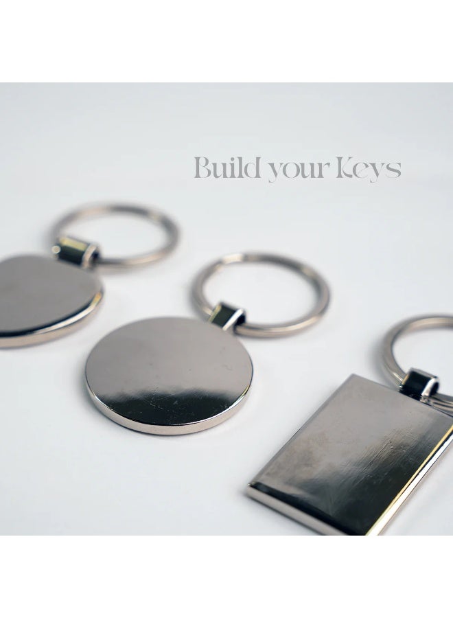 Premium Blank Polished Silver Metal Keychains Set — Heart, Oval, Rectangle & Rounded Bar Shapes — Engravable Stainless Steel Key Rings for Advertising, Corporate Branding, Promotional Gifts, Souvenirs, Weddings & Bulk Business Giveaways - Image 3