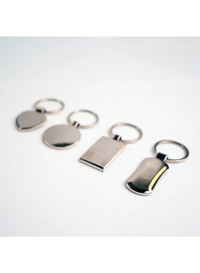 Premium Blank Polished Silver Metal Keychains Set — Heart, Oval, Rectangle & Rounded Bar Shapes — Engravable Stainless Steel Key Rings for Advertising, Corporate Branding, Promotional Gifts, Souvenirs, Weddings & Bulk Business Giveaways - Image 4