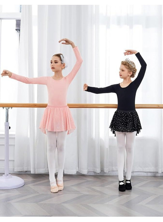 CMGTYYD. طقم فستان رقص باليه للبنات بأكمام طويلة متقاطعة من الخلف مع تنورة لامعة قابلة للإزالة - Image 4
