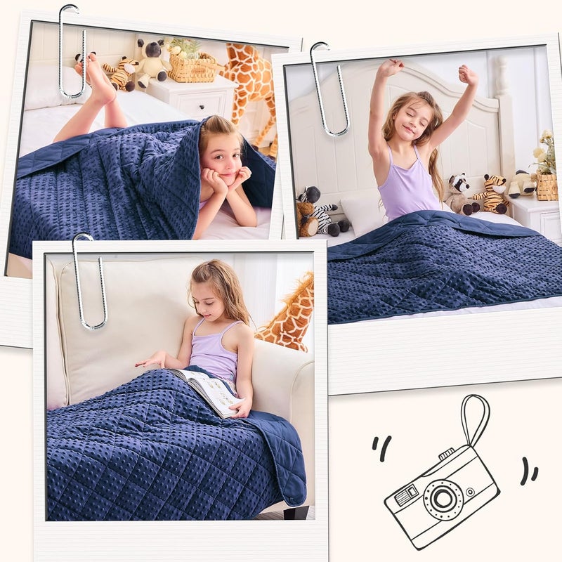 yescool Weighted Blanket 7 Pounds Blue Twin Size Cooling Weighted Throw Blanket, Minky Heavy Blankets Warm Weighted Comforter, Big Washable Thick Blankets Gift for 60-90lbs, 40 * 60in - Image 5
