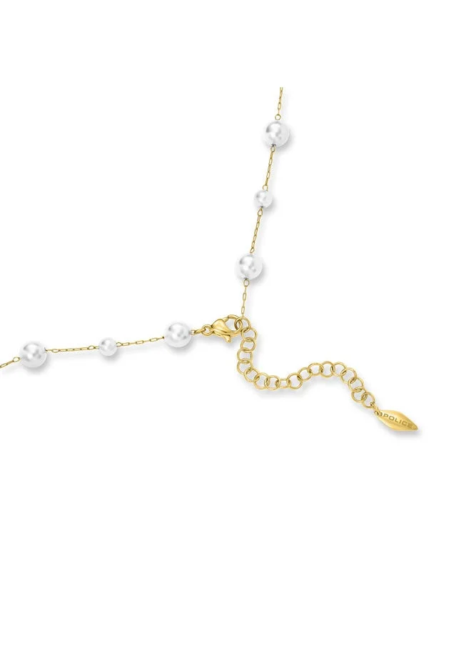 POLICE Opaline Gold-Plated Necklace for Women with White Pearls