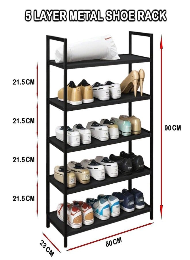 SNKR ESSENTIALS Metal Shoe Rack for Home, Adjustable & Stackable Waterproof Open-Tier Shoe Rack DIY Multi-Purpose Portable Carbon Steel Shoe Stand for Closet Entryway (5-Tier) - Image 2