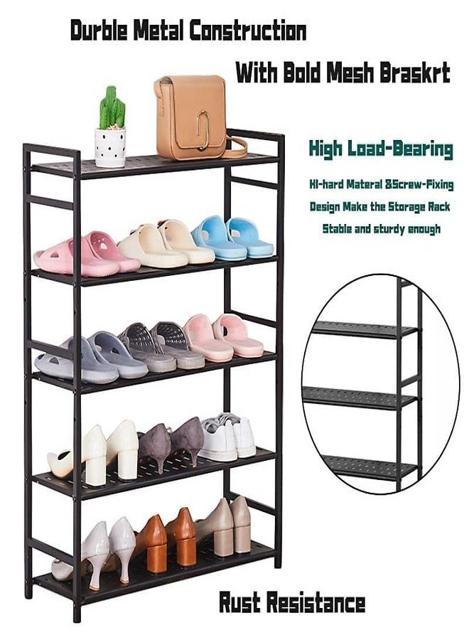 SNKR ESSENTIALS Metal Shoe Rack for Home, Adjustable & Stackable Waterproof Open-Tier Shoe Rack DIY Multi-Purpose Portable Carbon Steel Shoe Stand for Closet Entryway (5-Tier) - Image 3