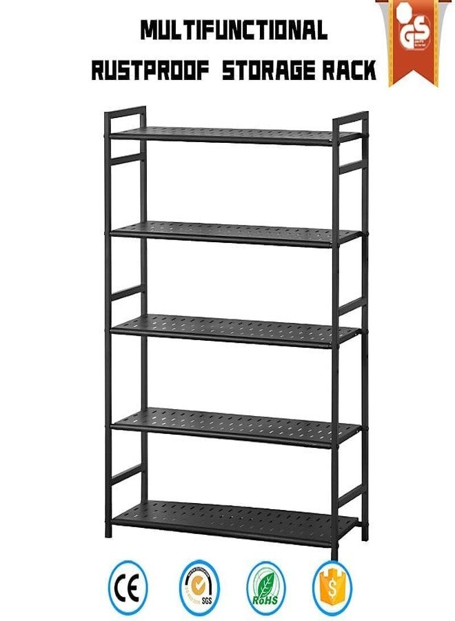 SNKR ESSENTIALS Metal Shoe Rack for Home, Adjustable & Stackable Waterproof Open-Tier Shoe Rack DIY Multi-Purpose Portable Carbon Steel Shoe Stand for Closet Entryway (5-Tier) - Image 4