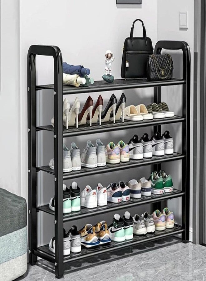 SNKR ESSENTIALS Metal Shoe Rack for Home, Adjustable & Stackable Waterproof Open-Tier Shoe Rack DIY Multi-Purpose Portable Carbon Steel Shoe Stand for Closet Entryway (5-Tier) - Image 1