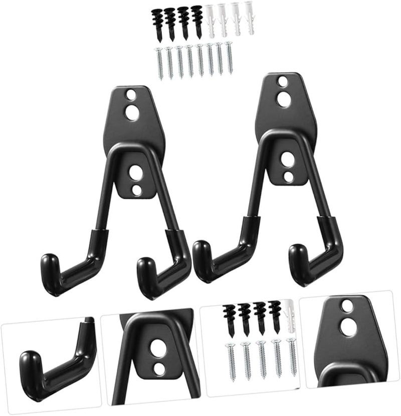 2Pcs Heavy Duty Iron Garage Hooks Wall Mount for Tools Drill Bags Hose Workshop - Image 4