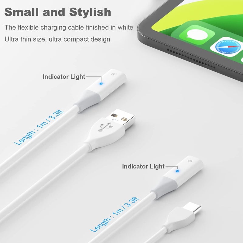 Luckam USB-C to Apple Pencil Charging Adapter Cable, Compatible with 1st Gen Pencil, 2 Pack, 1m Length, USB-A Charger for iPad Pen - Fast Charging Solution - Image 5