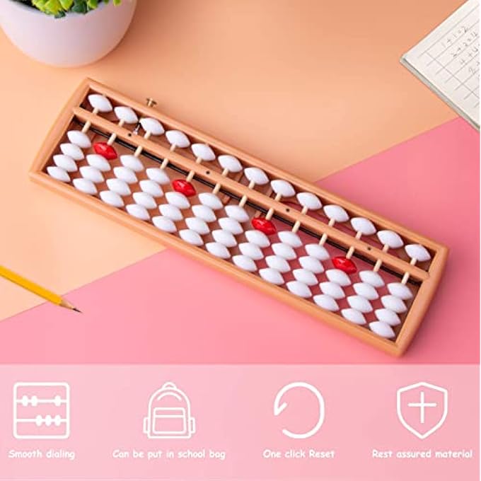 SOROBAN, PLASTIC ABACUS WITH 13 ROWS, CHINESE CALCULATOR, COUNTING TOOL WITH RESET BUTTON - Image 3
